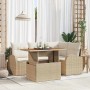 Conjunto de sofá de jardín 5 pcs Beige Poliratán en Sofás de exterior | Comprar online en Foru.es