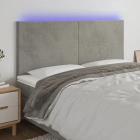 Light gray velvet headboard with LED lights 180x5x118/128 cm by vidaXL, Headboards and footboards - Ref: Foro24-3122204, Pric...