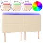 Cabecero con luces LED tela crema 160x5x118/128 cm de vidaXL, Cabeceros y pies de cama - Ref: Foro24-3122155, Precio: 126,95 ...