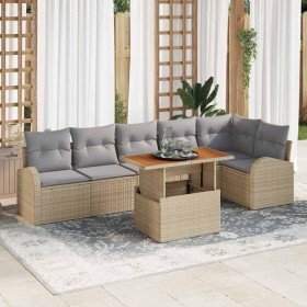 Conjunto de sofá de jardín 7 pcs Beige Poliratán en Sofás de exterior | Comprar online en Foru.es