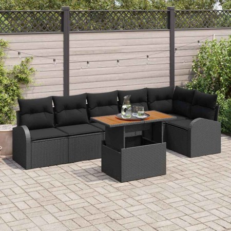 Conjunto de sofá de jardín 7 pcs Negro Poliratán en Sofás de exterior | Comprar online en Foru.es