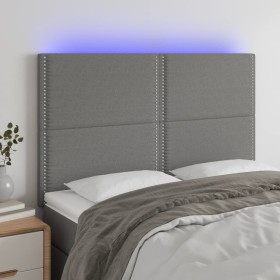 Cabecero con luces LED tela gris oscuro 144x5x118/128 cm de vidaXL, Cabeceros y pies de cama - Ref: Foro24-3122283, Precio: 9...