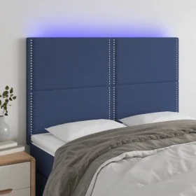 Cabecero con luces LED tela azul 144x5x118/128 cm de vidaXL, Cabeceros y pies de cama - Ref: Foro24-3122288, Precio: 90,12 €,...