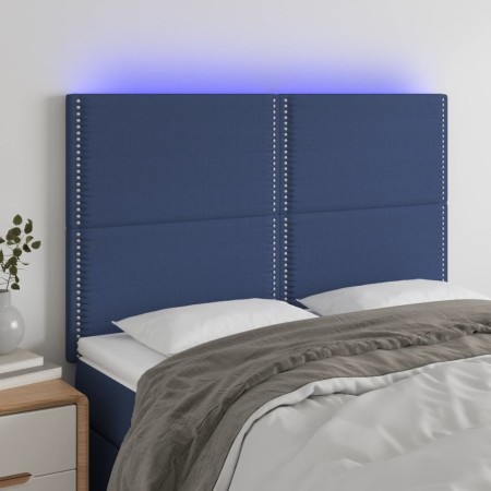 Cabecero con luces LED tela azul 144x5x118/128 cm de vidaXL, Cabeceros y pies de cama - Ref: Foro24-3122288, Precio: 91,10 €,...