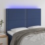 Cabecero con luces LED tela azul 144x5x118/128 cm de vidaXL, Cabeceros y pies de cama - Ref: Foro24-3122288, Precio: 91,10 €,...