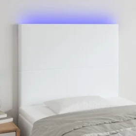 Cabecero con luces LED cuero sintético blanco 80x5x118/128 cm de vidaXL, Cabeceros y pies de cama - Ref: Foro24-3122217, Prec...