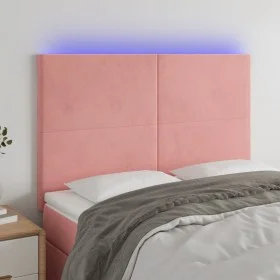 Pink velvet headboard with LED lights 144x5x118/128 cm by vidaXL, Headboards and footboards - Ref: Foro24-3122197, Price: 117...