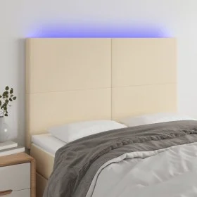 Kopfteil mit LED-Leuchten, cremefarbener Stoff, 144 x 5 x 118/128 cm von vidaXL, Kopf- und Fußteile - Ref: Foro24-3122147, Pr...