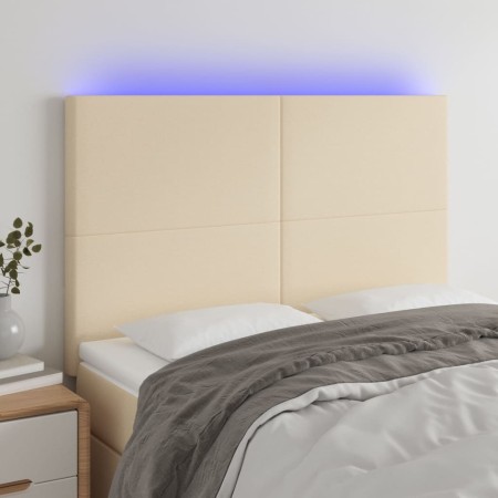 Cabecero con luces LED tela crema 144x5x118/128 cm de vidaXL, Cabeceros y pies de cama - Ref: Foro24-3122147, Precio: 119,67 ...