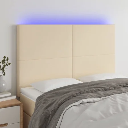 Cabecero con luces LED tela crema 144x5x118/128 cm de vidaXL, Cabeceros y pies de cama - Ref: Foro24-3122147, Precio: 116,37 ...