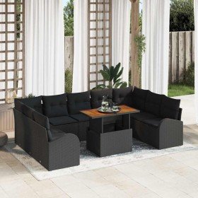 Conjunto de sofá de jardín 10 pcs Negro Poliratán en Sofás de exterior | Comprar online en Foru.es