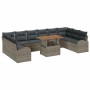 Conjunto de sofá de jardín 11 pcs Gris Poliratán en Sofás de exterior | Comprar online en Foru.es