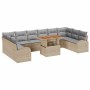 Conjunto de sofá de jardín 11 pcs Beige Poliratán en Sofás de exterior | Comprar online en Foru.es