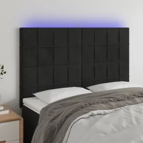 Black velvet headboard with LED lights 144x5x118/128 cm by vidaXL, Headboards and footboards - Ref: Foro24-3122474, Price: 13...