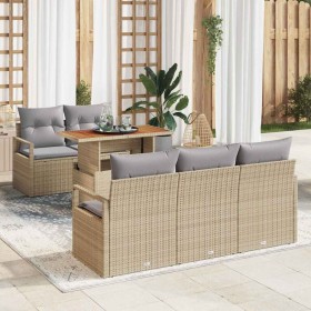 Conjunto de sofá de jardín 6 pcs Beige Poliratán en Sofás de exterior | Comprar online en Foru.es