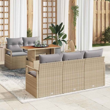 Conjunto de sofá de jardín 6 pcs Beige Poliratán en Sofás de exterior | Comprar online en Foru.es