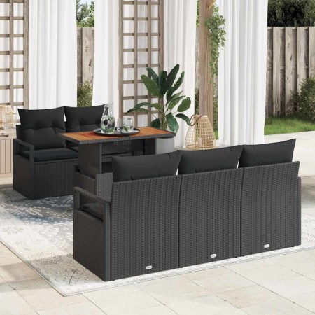 Conjunto de sofá de jardín 6 pcs Negro Poliratán en Sofás de exterior | Comprar online en Foru.es