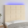 Cabecero con luces LED tela crema 100x5x118/128 cm de vidaXL, Cabeceros y pies de cama - Ref: Foro24-3122419, Precio: 62,06 €...