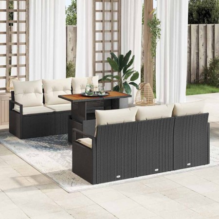 Conjunto de sofá de jardín 7 pcs Negro Poliratán en Sofás de exterior | Comprar online en Foru.es