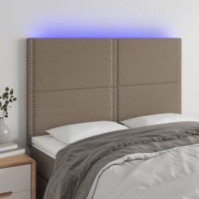 Cabecero con luces LED tela gris taupe 144x5x118/128 cm de vidaXL, Cabeceros y pies de cama - Ref: Foro24-3122286, Precio: 90...