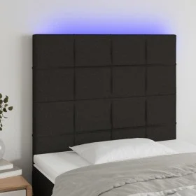 Headboard with LED lights black fabric 80x5x118/128 cm by vidaXL, Headboards and footboards - Ref: Foro24-3122400, Price: 80,...