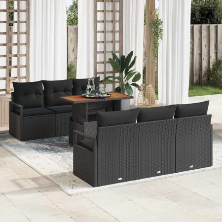 Conjunto de sofá de jardín 7 pcs Negro Poliratán en Sofás de exterior | Comprar online en Foru.es