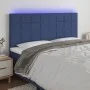Headboard with LED lights blue fabric 180x5x118/128 cm by vidaXL, Headboards and footboards - Ref: Foro24-3122444, Price: 112...