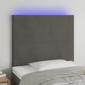 Cabecero con luces LED terciopelo gris oscuro 90x5x118/128 cm de vidaXL, Cabeceros y pies de cama - Ref: Foro24-3122181, Prec...