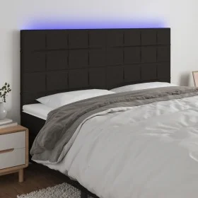 Headboard with LED lights black fabric 180x5x118/128 cm by vidaXL, Headboards and footboards - Ref: Foro24-3122440, Price: 11...