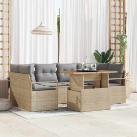 Conjunto de sofá de jardín 7 pcs Beige Poliratán en Sofás de exterior | Comprar online en Foru.es