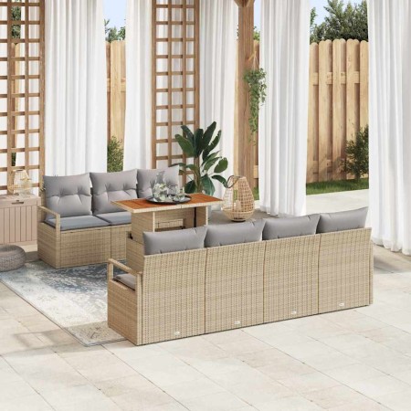 Conjunto de sofá de jardín 8 pcs Beige Poliratán en Sofás de exterior | Comprar online en Foru.es