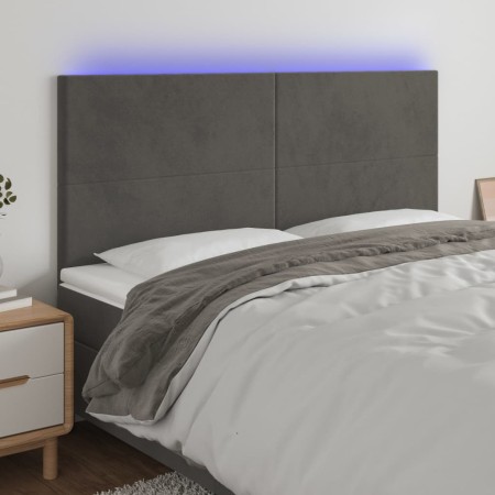 Cabecero con luces LED terciopelo gris oscuro 200x5x118/128 cm de vidaXL, Cabeceros y pies de cama - Ref: Foro24-3122211, Pre...