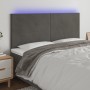 Cabecero con luces LED terciopelo gris oscuro 200x5x118/128 cm de vidaXL, Cabeceros y pies de cama - Ref: Foro24-3122211, Pre...