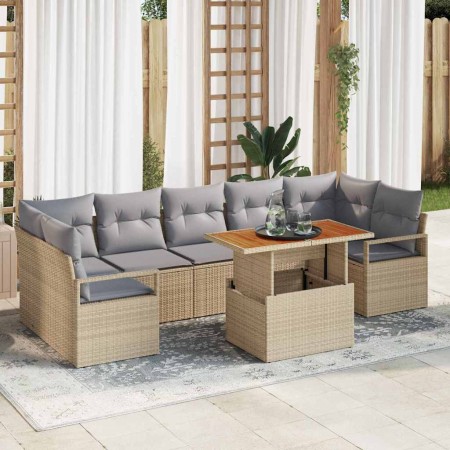 Conjunto de sofá de jardín 8 pcs Beige Poliratán en Sofás de exterior | Comprar online en Foru.es