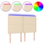 Cabecero con luces LED tela crema 144x5x118/128 cm de vidaXL, Cabeceros y pies de cama - Ref: Foro24-3122287, Precio: 90,36 €...