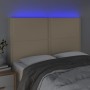 Cabecero con luces LED tela crema 144x5x118/128 cm de vidaXL, Cabeceros y pies de cama - Ref: Foro24-3122287, Precio: 90,36 €...