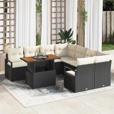 Conjunto de sofá de jardín 9 pcs Negro Poliratán en Sofás de exterior | Comprar online en Foru.es