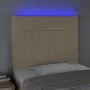 Kopfteil mit LED-Leuchten, cremefarbener Stoff, 90 x 5 x 118/128 cm von vidaXL, Kopf- und Fußteile - Ref: Foro24-3122411, Pre...