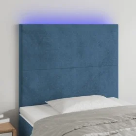 Cabecero con luces LED terciopelo azul oscuro 100x5x118/128 cm de vidaXL, Cabeceros y pies de cama - Ref: Foro24-3122190, Pre...