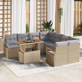 Conjunto de sofá de jardín 9 pcs Beige Poliratán en Sofás de exterior | Comprar online en Foru.es