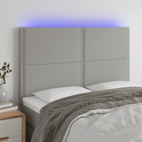 Cabecero con luces LED tela gris claro 144x5x118/128 cm de vidaXL, Cabeceros y pies de cama - Ref: Foro24-3122282, Precio: 91...