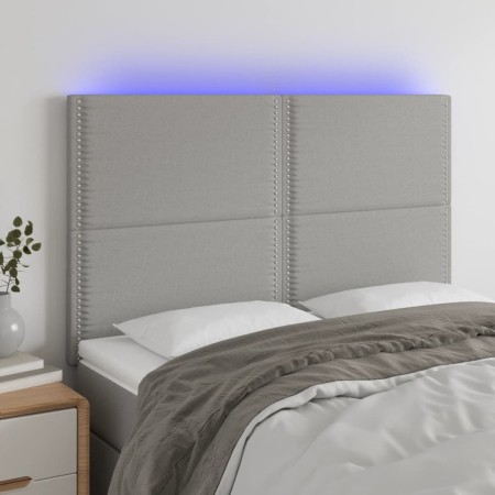 Cabecero con luces LED tela gris claro 144x5x118/128 cm de vidaXL, Cabeceros y pies de cama - Ref: Foro24-3122282, Precio: 91...