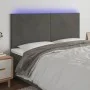 Kopfteil mit LED-Leuchten, dunkelgrauer Samt, 180 x 5 x 118/128 cm von vidaXL, Kopf- und Fußteile - Ref: Foro24-3122205, Prei...