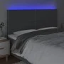 Kopfteil mit LED-Leuchten aus dunkelgrauem Stoff, 200 x 5 x 118/128 cm von vidaXL, Kopf- und Fußteile - Ref: Foro24-3122307, ...