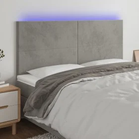 Cabecero con luces LED terciopelo gris claro 200x5x118/128 cm de vidaXL, Cabeceros y pies de cama - Ref: Foro24-3122210, Prec...