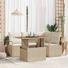 Conjunto de sofá de jardín 5 pcs Beige Poliratán en Sofás de exterior | Comprar online en Foru.es