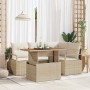 Conjunto de sofá de jardín 5 pcs Beige Poliratán en Sofás de exterior | Comprar online en Foru.es