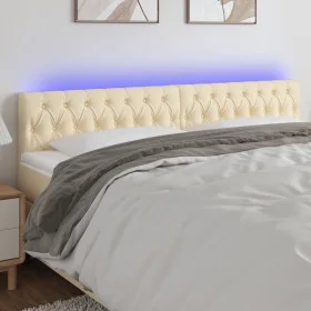 Cream fabric headboard with LED 200x7x78/88 cm by vidaXL, Headboards and footboards - Ref: Foro24-3121975, Price: 86,89 €, Di...