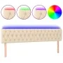 Cream fabric headboard with LED 200x7x78/88 cm by vidaXL, Headboards and footboards - Ref: Foro24-3121975, Price: 86,89 €, Di...