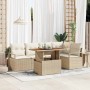 Conjunto de sofá de jardín 6 pcs Beige Poliratán en Sofás de exterior | Comprar online en Foru.es